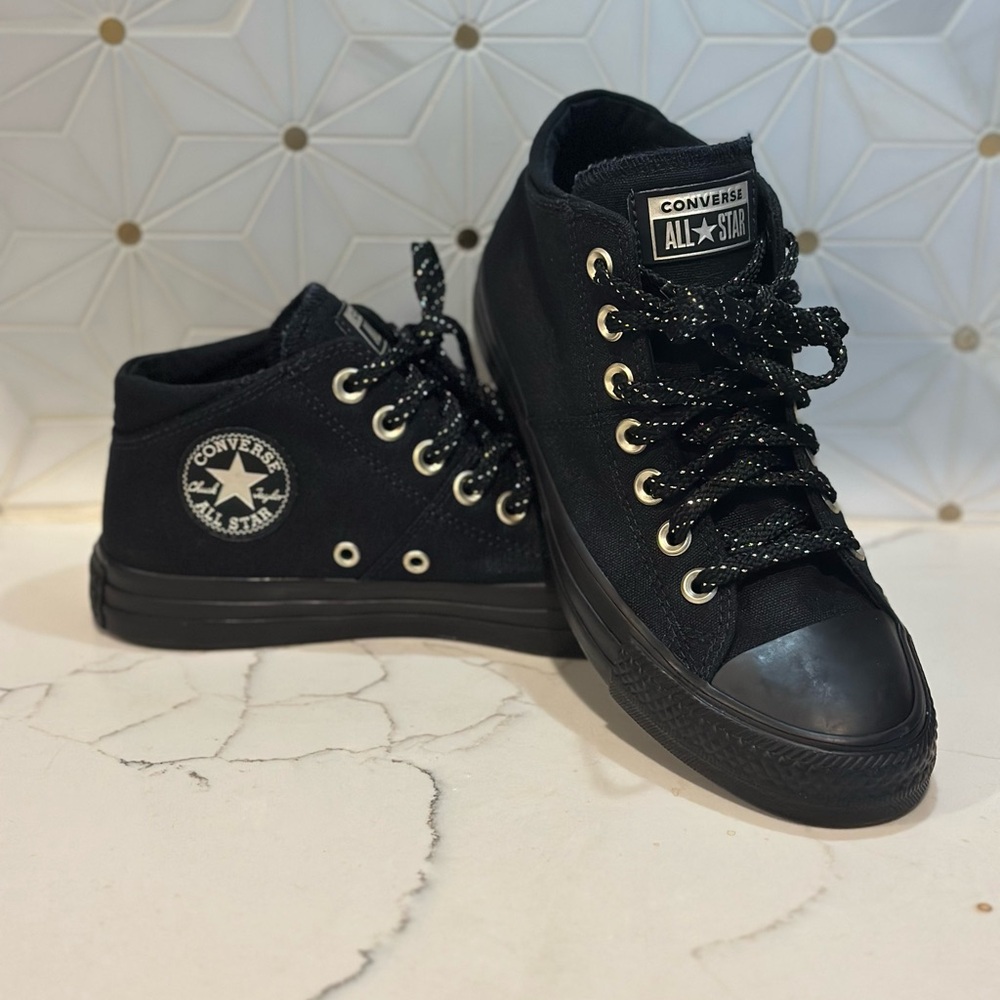 Converse Chuck Taylor All Star All-Black and Silver Glam High-Tops